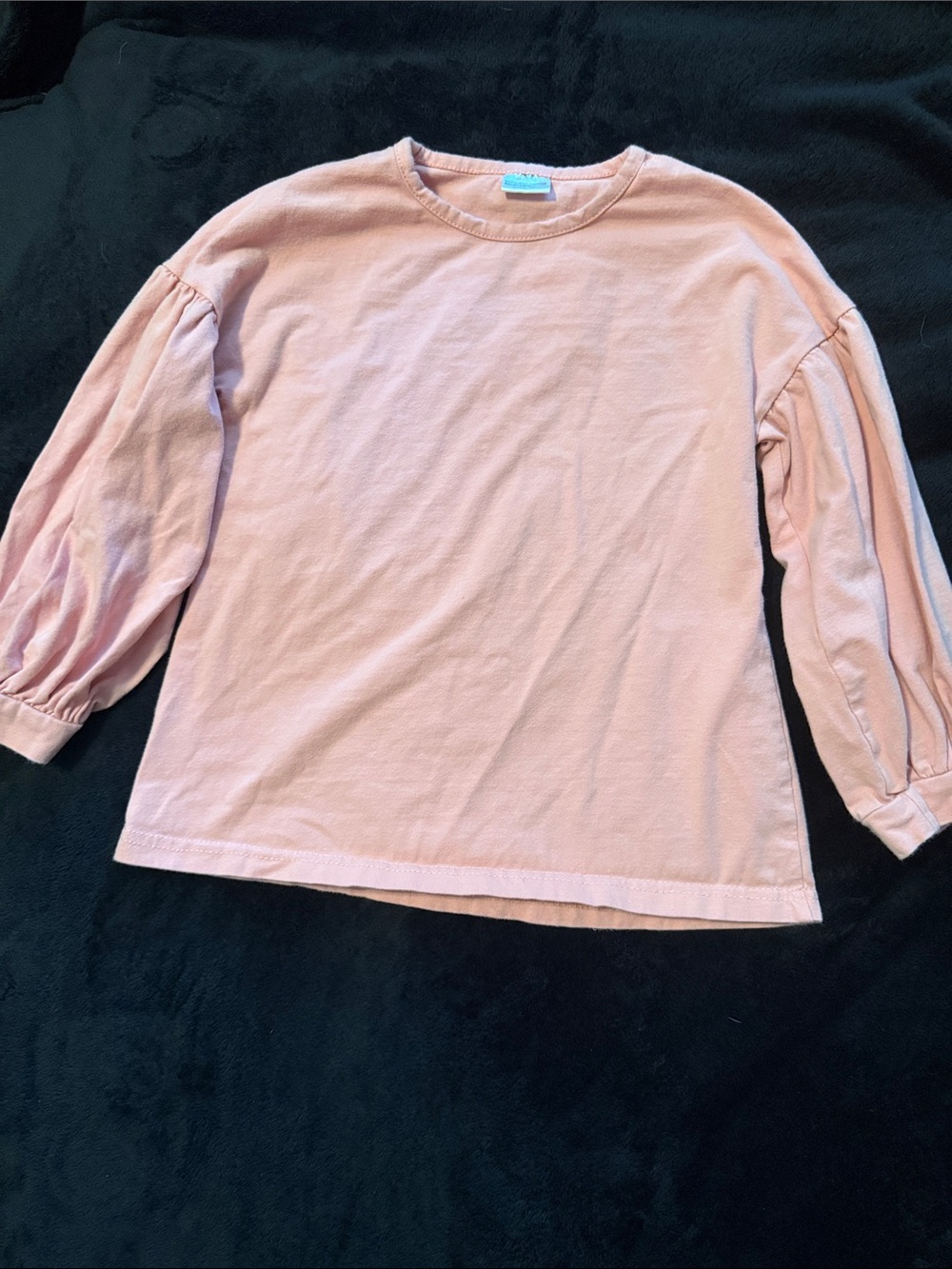Girls' Long Sleeve Pink Balloon-Sleeve Tee